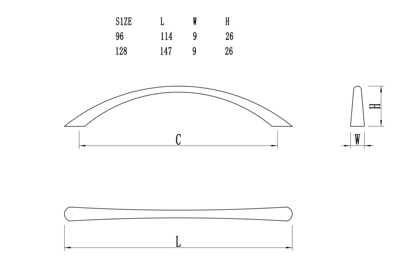 Zinc Alloy Arched Pull #PY549